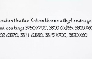 Uralac Solventborne alkyd resins for wood coatings 3750 X70C, 3800 AI65, 3800 X60C, 3802 AB70, 3811 AB80, 3815 X70C, 3820 X60
